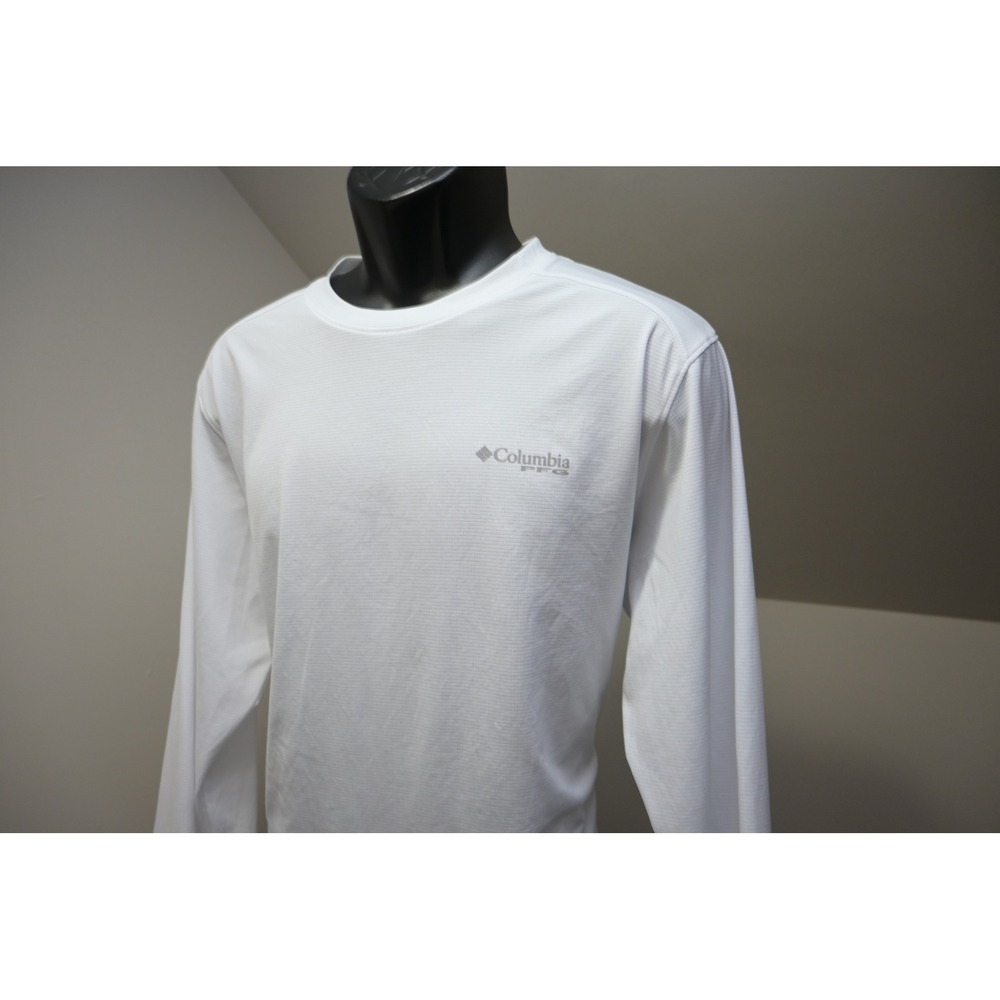 Columbia PFG Shirt Mens Large White Long Sleeve Omni-Shade Performance Excellent